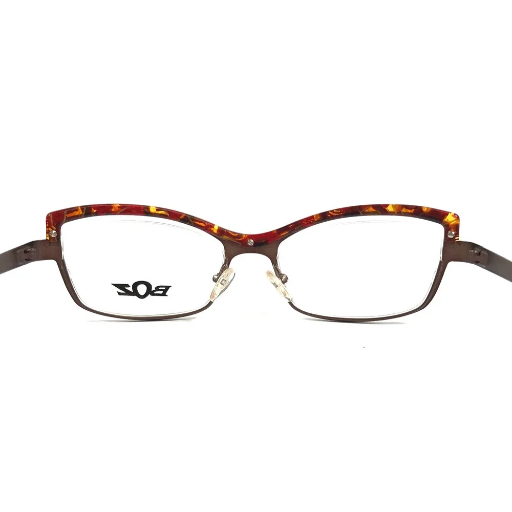 BOZ Eyeglasses Frames ZOUK 8090 Brown Red Cat Eye Semi Rim 52-18-140